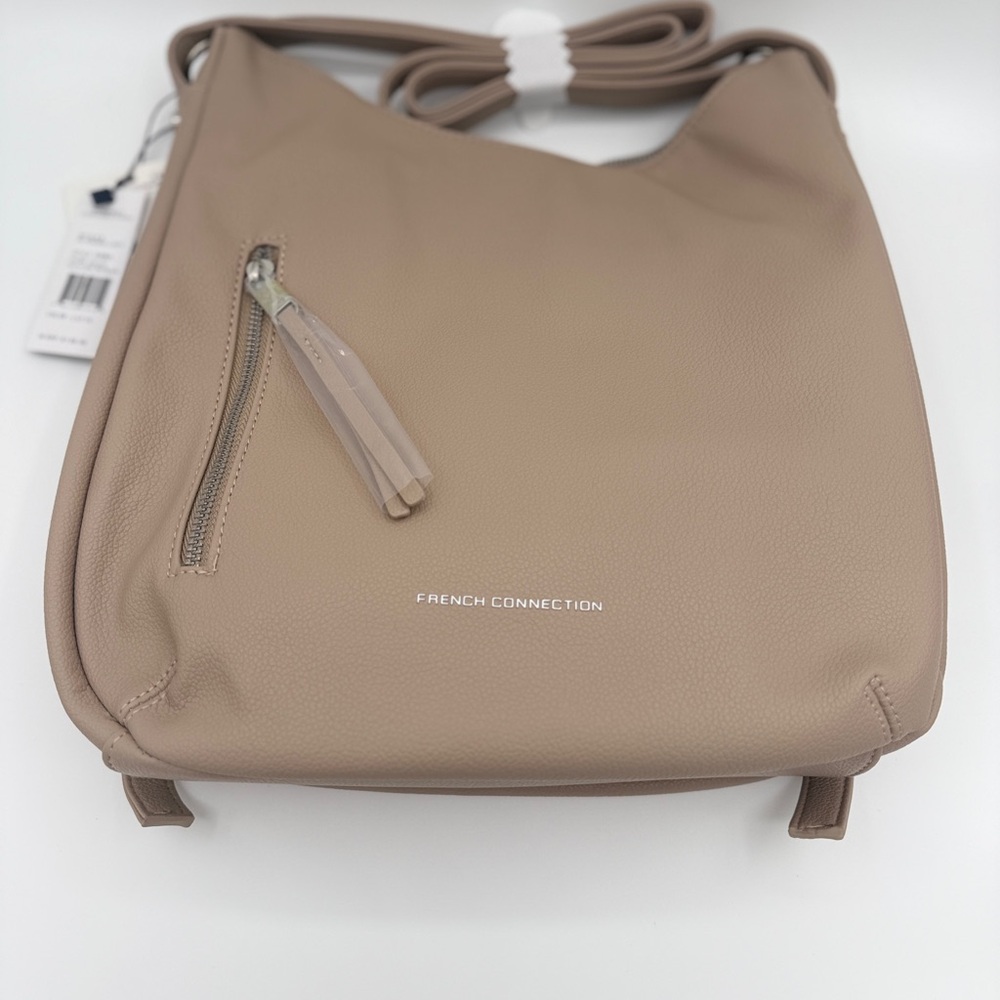 French Connection Latte Convertible Backpack-Shoulder Bag- 2-in-1 Vegan Leather